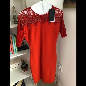 Zara red/blood orange midi dress size S